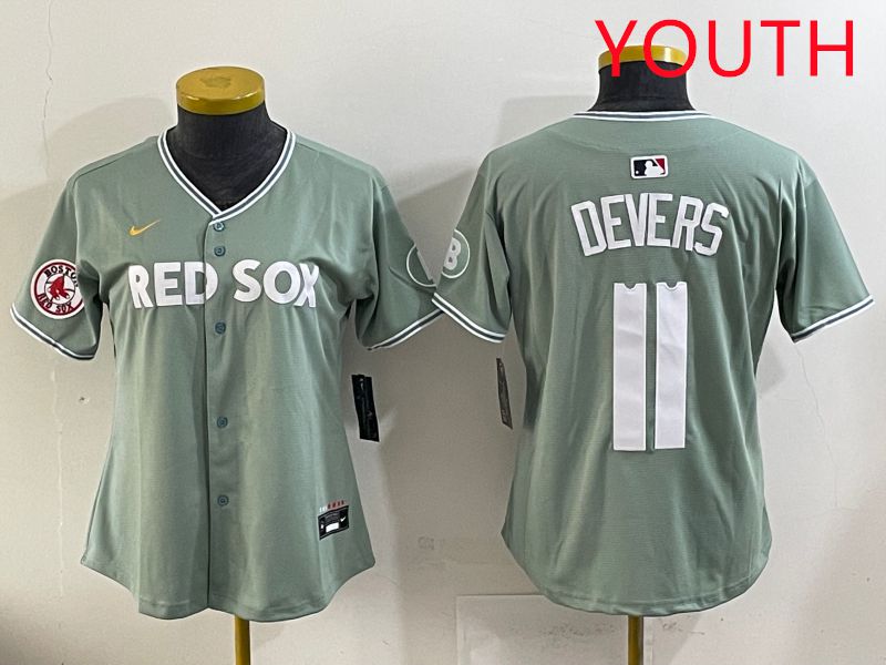 Youth 2025 Boston Red Sox #11 Devers Light Green Joint Name Nike MLB Jersey style 13->youth mlb jersey->Youth Jersey